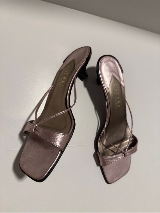 Ralph Lauren Shoes - Ralph Lauren Metallic Rose Strappy Mule Heels
